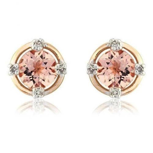 Orecchini in oro 14K 10.40 carati con Morganite e diamanti a bottone - harrychadent.it