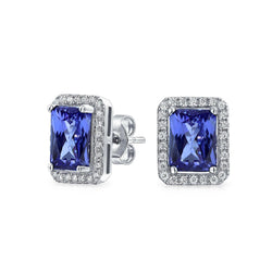 Orecchini in oro bianco 14 carati con pavé di tanzanite e diamanti 4.02 carati