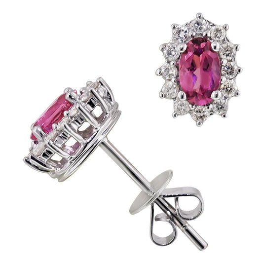 Orecchini in oro bianco 14K . con tormalina rosa e diamanti da 10.40 carati - harrychadent.it