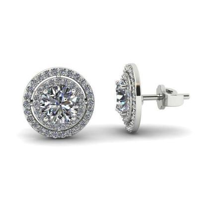 Orecchini in oro bianco 14 carati con doppio anello di diamanti a taglio rotondo da 5 carati - harrychadent.it