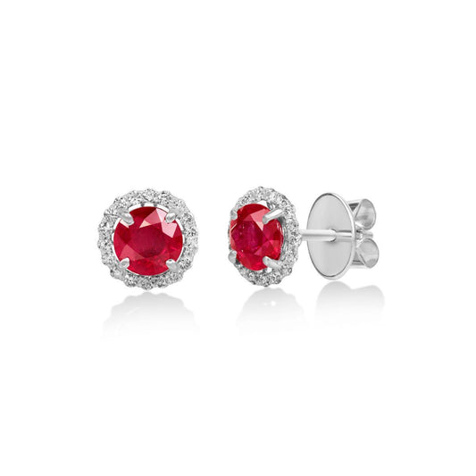 Orecchini in oro bianco 14 carati con rubini e diamanti taglio brillante da 4.36 ct - harrychadent.it