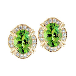 Orecchini in oro giallo 14K 12.40 carati con tormalina e diamanti