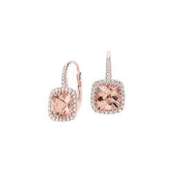 Orecchini pendenti Lady in Morganite 10.60 carati e diamanti in oro rosa 14K