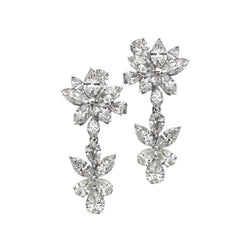 Orecchini pendenti WG con lampadario stile floreale con diamanti 5 carati