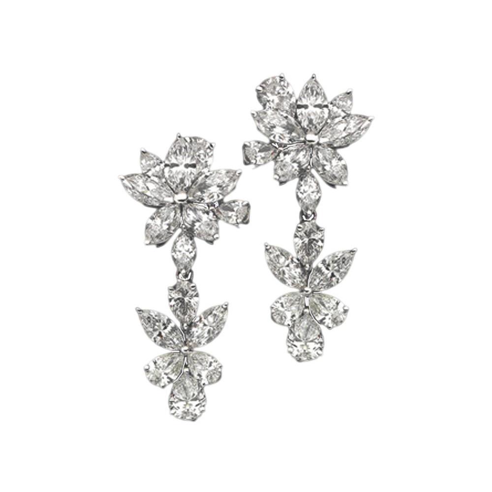 Orecchini pendenti WG con lampadario stile floreale con diamanti 5 carati - harrychadent.it
