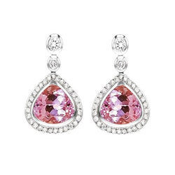 Orecchini pendenti con Kunzite rosa e diamanti 23.50 carati in oro bianco 14K