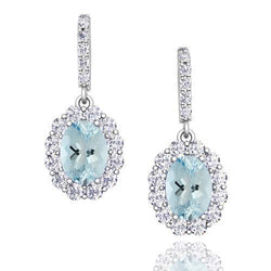 Orecchini pendenti con acquamarina e diamanti da 4,85 ct in oro bianco 14K