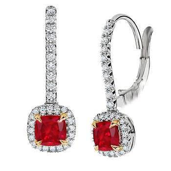 Orecchini pendenti con artigli d'aquila Rubino da 5,10 carati e oro bicolore con diamanti 14K - harrychadent.it