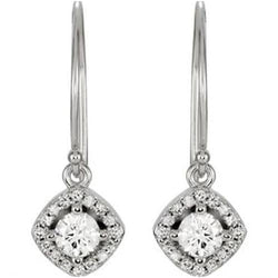 Orecchini pendenti con diamanti in stile Halo 1.60 carati in oro bianco 14K