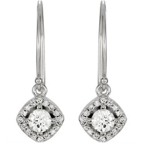 Orecchini pendenti con diamanti in stile Halo 1.60 carati in oro bianco 14K - harrychadent.it