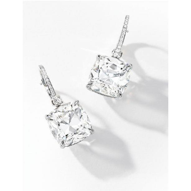 Orecchini pendenti con diamanti taglio cuscino. oro bianco 2.40 carati 14K - harrychadent.it