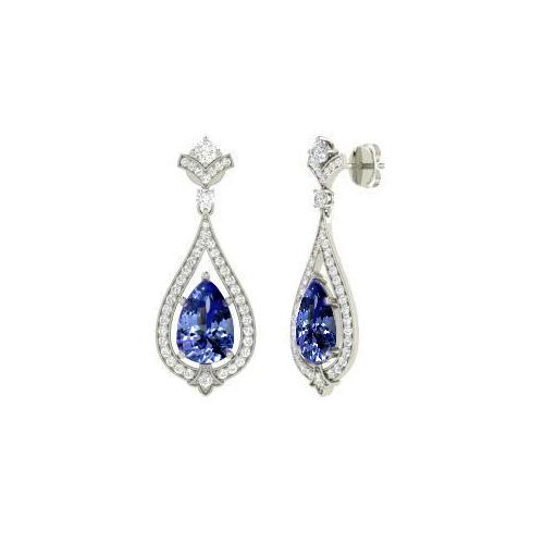 Orecchini pendenti con tanzanite da 6.74 carati con diamanti 14K - harrychadent.it