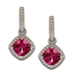 Orecchini pendenti con tormalina rosa e diamanti 9.50 carati