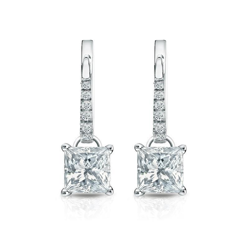Orecchini pendenti da donna con diamanti scintillanti da 4.70 carati in oro bianco 14K - harrychadent.it