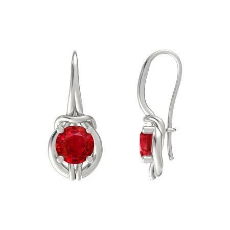 Orecchini pendenti da donna con rubini rossi da 5 carati. taglio rotondo. oro bianco 14K - harrychadent.it