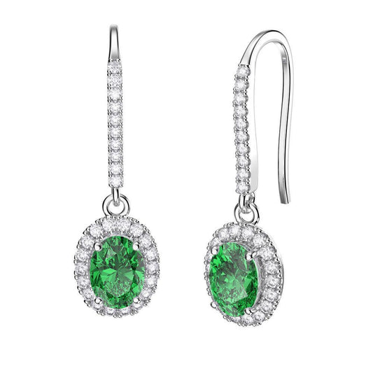 Orecchini pendenti da donna con smeraldo verde 6.50 carati in oro bianco 14K - harrychadent.it