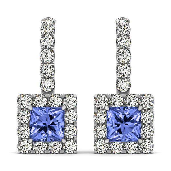 Orecchini pendenti da donna in oro bianco 14 kt con tanzanite e diamanti da 7 ct - harrychadent.it