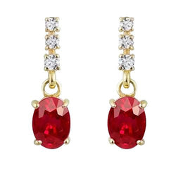 Orecchini pendenti da donna in oro giallo 14K 9.50 carati con rubini e diamanti