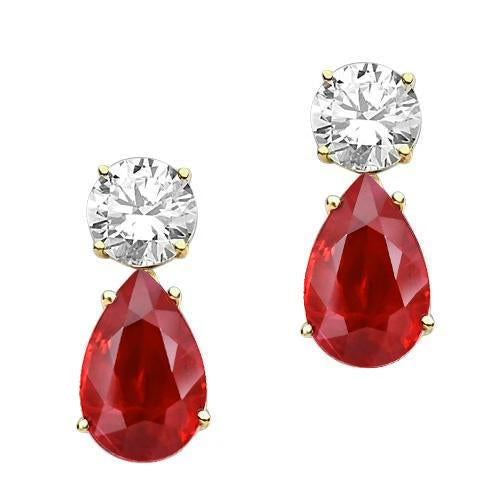 Orecchini pendenti da donna in oro giallo con diamanti e rubini 4.70 Carati 14K - harrychadent.it