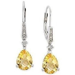 Orecchini pendenti in oro 14k con diamanti rotondi citrino da 36.60 ct