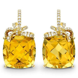 Orecchini pendenti in oro bianco 14 carati con citrino e diamanti da 47.60 ct