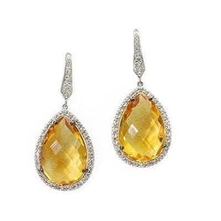 Orecchini pendenti in oro bianco 14K 37.08 ct con citrino e diamanti Novità