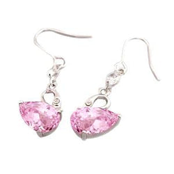 Orecchini pendenti in oro bianco 14K . con Kunzite rosa e diamanti 16.50 carati