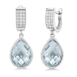 Orecchini pendenti in oro bianco 14K . con acquamarina e diamanti da 13.90 ct