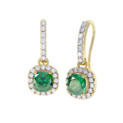 Orecchini pendenti in oro giallo con smeraldo verde da 4,40 carati con diamanti