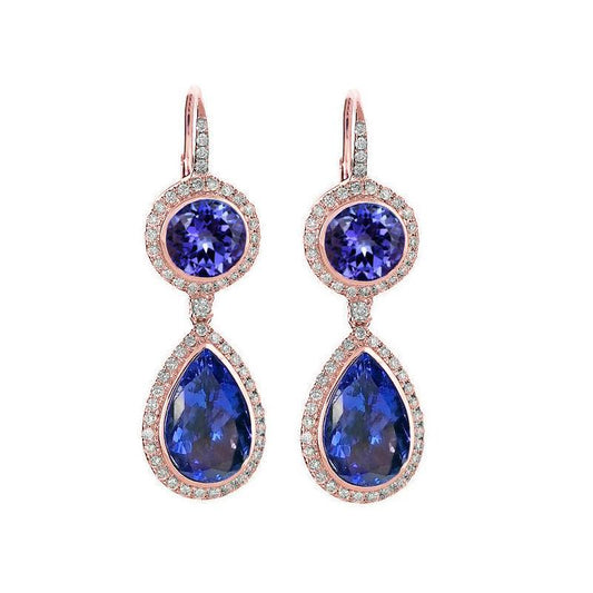 Orecchini pendenti in tanzanite 9 carati con oro bianco 14 carati - harrychadent.it