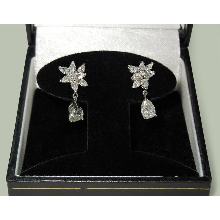 Orecchini pendenti pendenti con diamanti a forma di pera da 4 carati - harrychadent.it