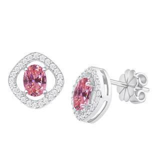 Orecchino aureola con diamante zaffiro rosa da 1,98 ct, oro bianco 14 carati - harrychadent.it