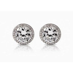 Orecchino Halo in oro bianco con diamante rotondo 2.80 carati