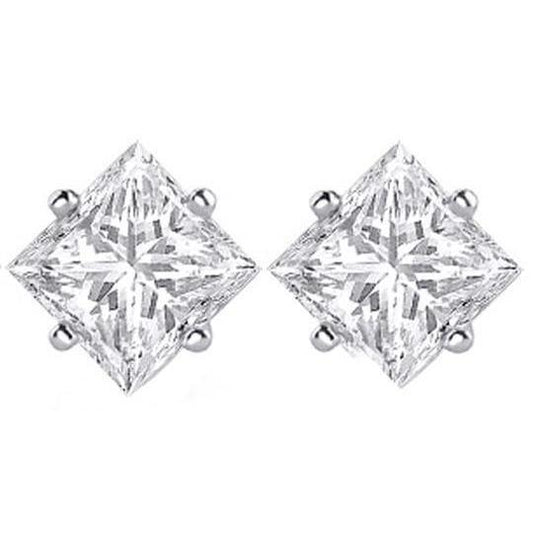 Orecchino a bottone F Vs1 con diamante taglio principessa, 2 Carati - harrychadent.it