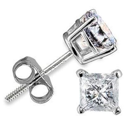 Orecchino a bottone con diamante a quattro punte con taglio Princess da 1 carato - harrychadent.it