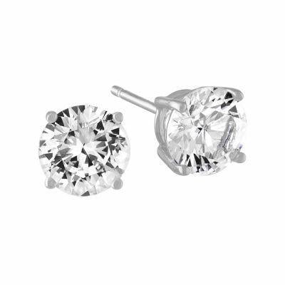 Orecchino a bottone con diamante a taglio rotondo solitario da 1 carato in oro bianco 14K - harrychadent.it