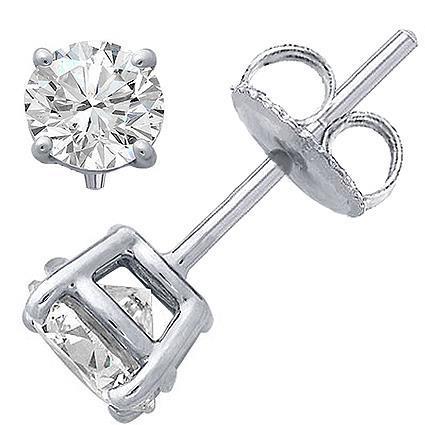 Orecchino a bottone con diamante rotondo da 1,5 ct in oro bianco 14 carati - harrychadent.it