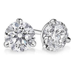 Orecchino a bottone con diamante solitario a taglio rotondo grande scintillante 5 ct. Oro 14K