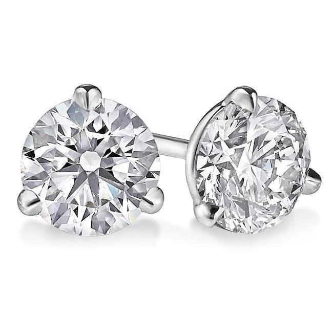 Orecchino a bottone con diamante solitario a taglio rotondo grande scintillante 5 ct. Oro 14K - harrychadent.it