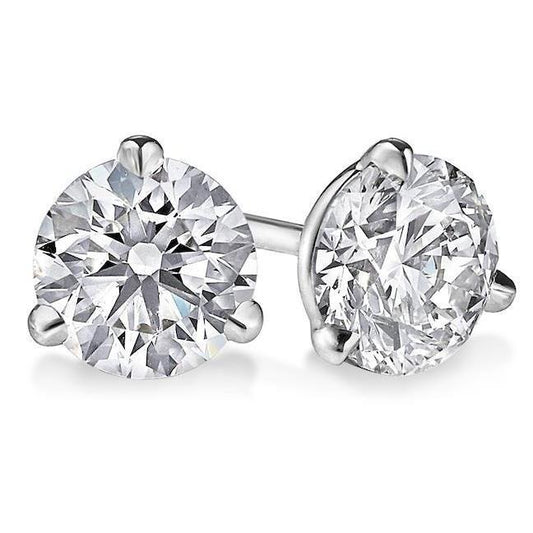 Orecchino a bottone con diamante solitario a taglio rotondo grande scintillante 5 ct. Oro 14K - harrychadent.it
