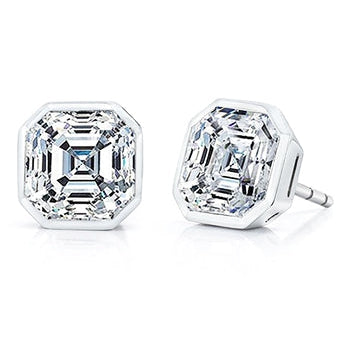 Orecchino a bottone con diamante solitario taglio Asscher da 4 carati - harrychadent.it