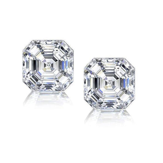 Orecchino a bottone con diamante solitario taglio Asscher da 4 carati - harrychadent.it