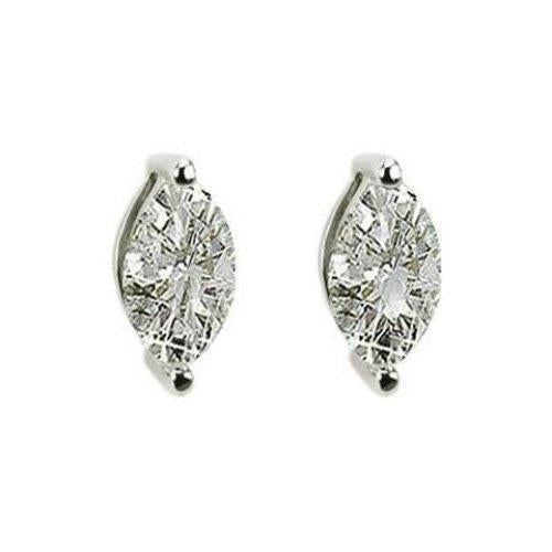 Orecchino a bottone con diamante taglio marquise da 2 carati in oro bianco massiccio - harrychadent.it