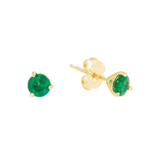 Orecchino a bottone con taglio rotondo con smeraldo verde da 4,50 ct - harrychadent.it