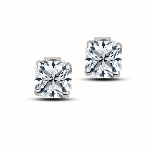 Orecchino a bottone da donna in oro bianco 14 carati con diamante taglio principessa 2 ct F Vs1 - harrychadent.it