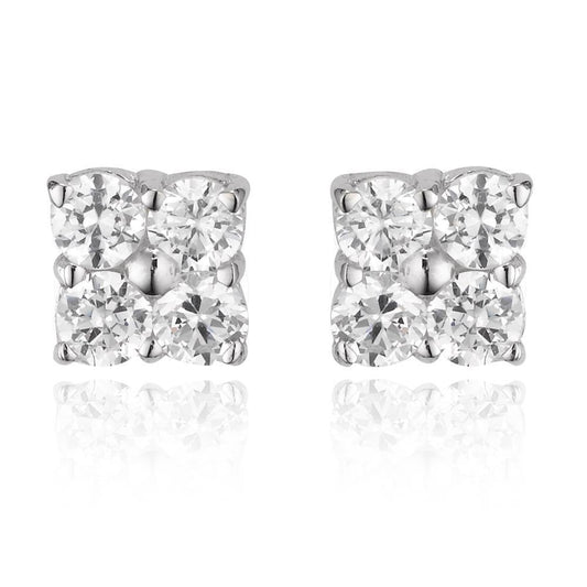 Orecchino a bottone da donna in oro bianco 14 carati con diamante taglio rotondo 4 ct - harrychadent.it
