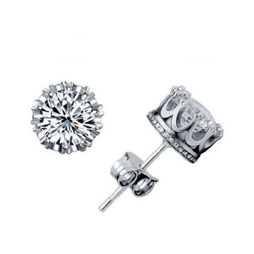 Orecchino a bottone da donna in oro bianco con diamanti taglio brillante rotondo 2.50 ct - harrychadent.it
