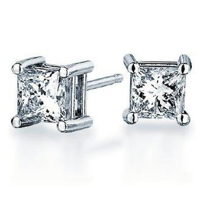 Orecchino a bottone in oro bianco 14 carati con diamante taglio principessa 4 ct - harrychadent.it