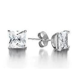 Orecchino a bottone in oro bianco 14 carati con diamanti taglio princess da 1,5 ct - harrychadent.it