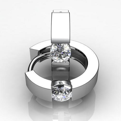 Orecchino a cerchio in oro bianco 14 carati con diamante solitario a taglio rotondo da 1,5 ct - harrychadent.it